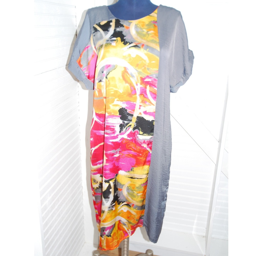 Y2K Gabby Skye Colorblock trapeze dress womens 8‎ midi abstract colorful print